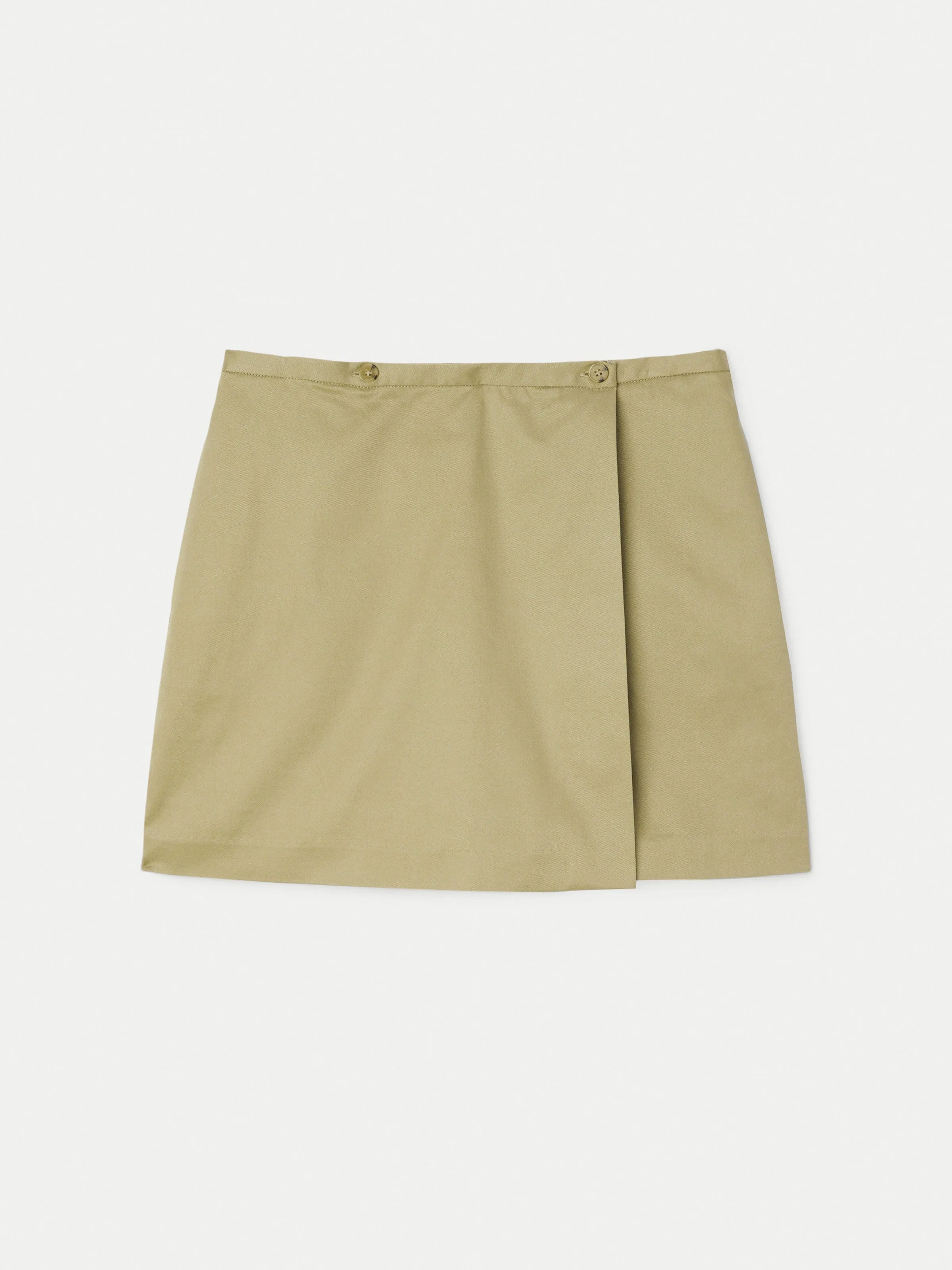 The Wrap Mini Skirt in Green Beige