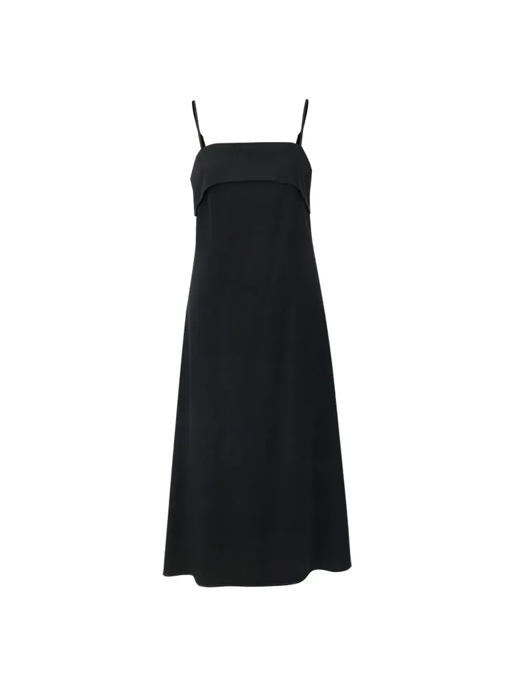 Triacetate Spaghetti Strap Women Midi Dress