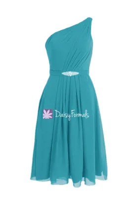 Turquoise Formal Bridesmaid Dress Knee Length Dark Turquoise Party Dress (BM11143)