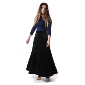 Women's Long Velour Pleated Skirt